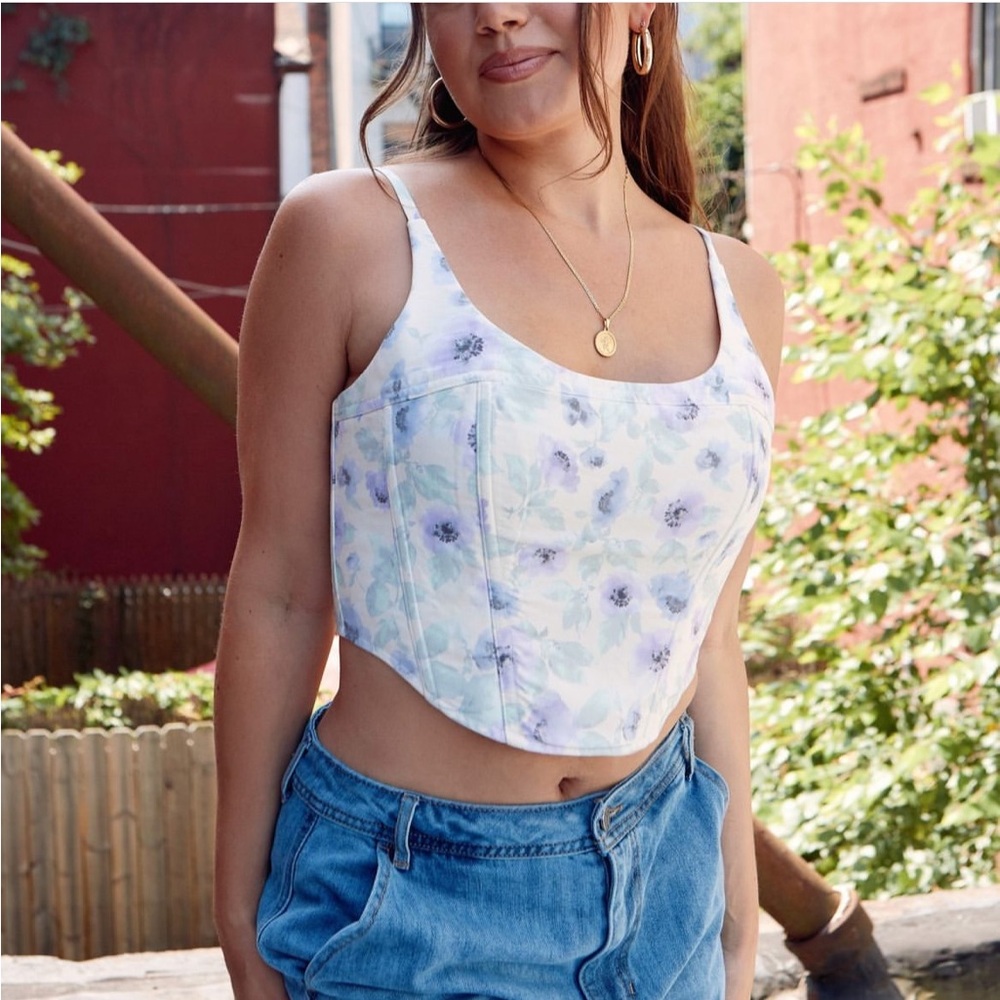 Floral Corset Top Backyard Roses
